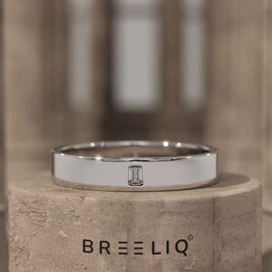 14K Solid Gold Lab Grown Diamond Baguette Ring Minimal Flat Band Elegant <b>Wedding</b> Band Unisex Fine Jewelry - Product Image 4