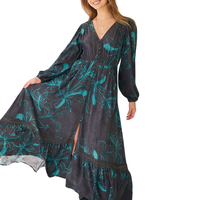 Vestido largo con cuello en V para mujer, ropa informal de moda