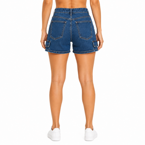 Women's High Waisted Denim <b>Shorts</b> Light Wash Solid Pattern Casual Summer Wear 100% Cotton Regular Fit Straight-leg Style - Product Image 2