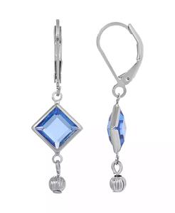 Orecchini pendenti quadrati da donna in argento con cristalli azzurri |   2028 - Product Image 1