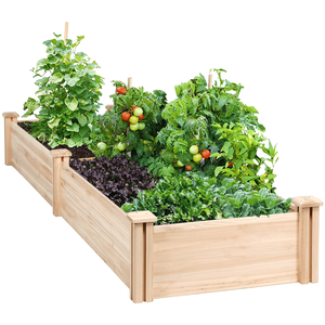 Grand bac à plantes en bois divisé avec soucoupes pour la culture de légumes et de fleurs à domicile 95"L X 25"W X 11"H - Product Image 1