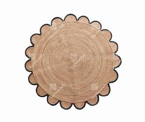 100% Natural Jute Hemp Braided Round Scallop <b>Rug</b> Handmade Boho Farmhouse Eco Friendly Custom Size Carpet - Product Image 3