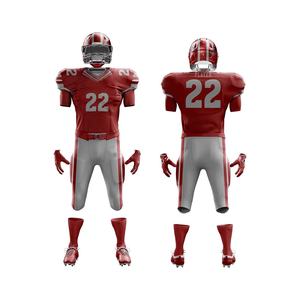 Ensemble d'uniformes de football américain 100% polyester, maillot sublimé, pantalon court, nom d'équipe personnalisé, service OEM, vente en gros, haute qualité - Product Image 5