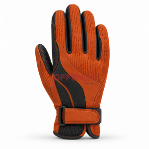 Gants de cyclisme en cuir PU à doigts complets, nouveau design, fermeture auto-agrippante, orange et noir, vente en gros - Product Image 3