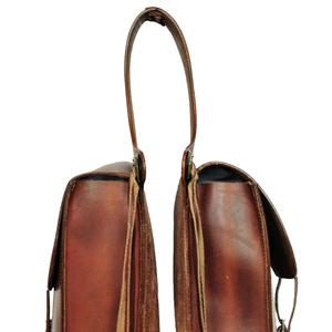 Sacoche de selle en cuir pour cheval avec quincaillerie en laiton et sangles réglables - Product Image 4