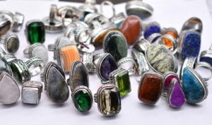 Wholesale Vintage <b>Silver</b> Plated Brass <b>Rings</b> Natural Gemstone Heart Punk Jewelry <b>Set</b> - Product Image 2