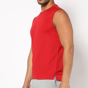Camiseta sin mangas de secado rápido, transpirable, estilo vintage con decoración de encaje, 100% poliéster, teñido liso, chaleco para correr, gimnasio, sin costuras, para hombre - Product Image 3