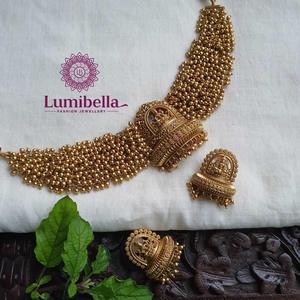 Classic Antique Gold Plated Pearl <b>Bridal</b> <b>Jewelry</b> <b>Set</b> for Wedding India - Product Image 2
