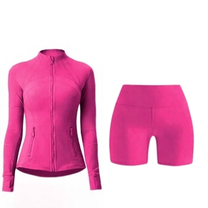 Conjunto Deportivo de 2 Piezas para Mujer XINXU de Alta Calidad, Talla Grande, Transpirable, de Secado Rápido, Chaqueta de Yoga de Manga Larga, Pantalones Cortos con Cintura Elástica - Product Image 6