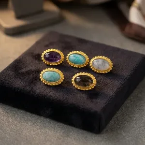 Connecteurs en laiton avec pierres précieuses naturelles pour la fabrication de bijoux |   Maillons de lunette en laiton |   Composants de bijoux en gros - Product Image 2
