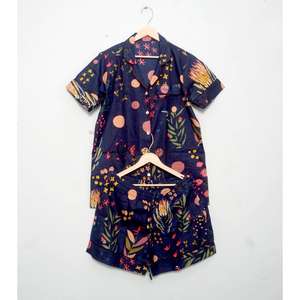 Conjunto de Pijama de Verano para Mujer, Transpirable, 100% Algodón, Manga Corta, Estampado Floral, Camiseta de Dormir Suave de Secado Rápido, Lavable a Máquina - Product Image 6