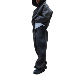 Ensemble de survêtement unisexe personnalisé OEM, coupe ample, jambe large, épais, respirant, en molleton de coton, chaud et confortable, grandes tailles - Product Image 2