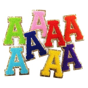 Chenille Alphabet Grec Serviette Patchs Collège Varsity Décoratif Brodé Patchs Coeur Fleur Formes pour Chapeau Utilisation Décorative - Product Image 4