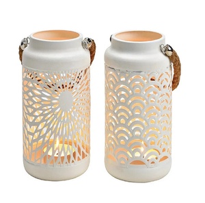 High Quality Low MOQ Available White Cut Design Rope Modern <b>Pillar</b> <b>Candle</b> Holder Manufacturer Wholesaler Factory Direct Sale - Product Image 1