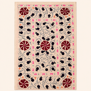 Drap de lit en coton brodé Suzani traditionnel, rouge multicolore, floral, fait main, style bohème, couvre-lit artisanal indien, décoration ethnique pour la maison - Product Image 4