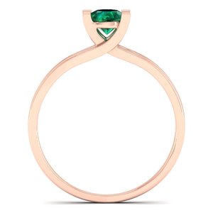 Anillos de compromiso REYES de alta calidad en oro sólido de 14K y 18K con esmeralda de corte redondo de 0.5 quilates para mujer, joyería fina. - Product Image 4