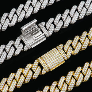 Collier ras du cou élégant en chaîne cubaine, ajustable, ton or et argent, avec moissanite, pour superposition, directement de l'usine - Product Image 3