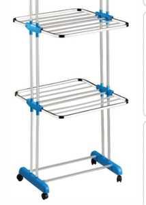 Torre de Secado de Ropa Plegable de Tres Niveles de Acero Inoxidable de Alta Resistencia con Acabado Lacado Brillante y Ruedas, Ajustable para Exteriores - Product Image 3