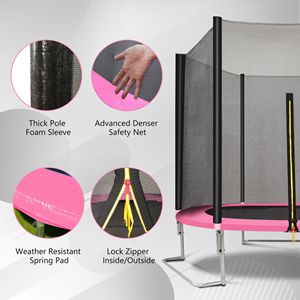 Rete esterna per trampolino YC 8FT rosa e nera, giocattoli per saltare - Product Image 3