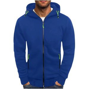 Sudadera con Capucha Negra para Hombre, Cierre de Cremallera, Corte Regular, Color Sólido, Felpa Francesa, Poliéster, Ropa de Otoño - Product Image 6