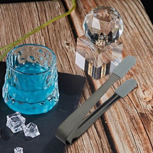 Minimalist Metal Ice Tongs Black Hammered Finish Reusable Cocktail <b>Bar</b> <b>Tools</b> - Product Image 6