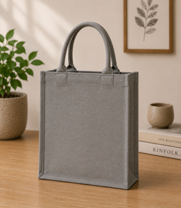 กระเป๋าผ้าแคนวาสสีเทา 30x25x12 ซม. หูหิ้วคู่ เปิดด้านบน มีช่องซิปด้านใน น้ำหนักเบา ทนทาน นำกลับมาใช้ใหม่ได้ เป็นมิตรกับสิ่งแวดล้อม - Product Image 6