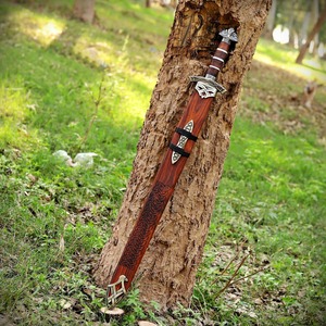 ดาบเหล็กดามัสกัส ดาบไวกิ้งคมกริบ ดาบยุคกลาง ดาบไวกิ้งชาวเหนือ พร้อมปลอกดาบ ของขวัญส่วนตัว ของขวัญเพื่อนเจ้าบ่าว - Product Image 6