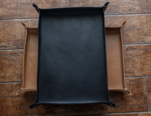 Custom Logo Genuine Leather Dice Storage Tray Snap <b>Folding</b> Travel Catchall Box Leather Accessories Set <b>Bag</b> Case GLTY-0060 - Product Image 1
