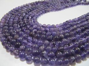 Perles d'améthyste naturelle rondes, lisses, 5-6 mm, brin de 13 pouces de long, prix de gros, fabrication de bijoux, perles de pierres précieuses - Product Image 2