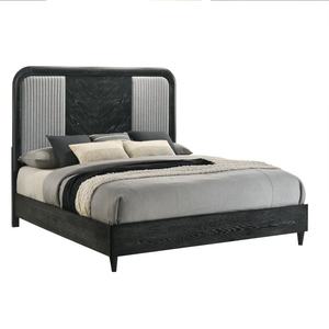 Lit King Size Contemporain Rembourré avec Tête de Lit Arquée et Cadre en Placage de Frêne – Mobilier de Chambre Moderne – Vente en Gros - Product Image 6