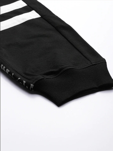 Pantalon de jogging décontracté en molleton de coton noir pour homme, taille élastique avec cordon de serrage, idéal pour l'hiver - Product Image 5