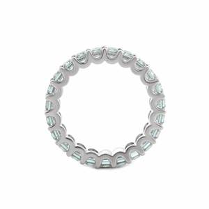 Anillo de eternidad completo de alejandrita cultivada en laboratorio con corte esmeralda de 4.5*3mm, con engaste de puntas compartidas, para aniversario, con diamante certificado IGI. - Product Image 4