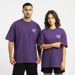 เสื้อยืดคอกลมโอเวอร์ไซส์คุณภาพสูงสำหรับผู้หญิงและผู้ชาย น้ำหนักเบา สีพื้น ปักลายได้ตามสั่ง รับผลิตแบบ OEM ODM ขายส่ง รับผลิตแบรนด์ส่วนตัว - Product Image 4