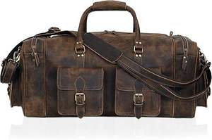 Sacs de voyage personnalisés de grande taille pour hommes, sac de voyage en cuir, sac de sport pour la nuit, sac de week-end, sac en cuir à poignée extensible - Product Image 4