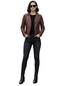 Red genuine <b>leather</b> motorcycle jacket for women with High-Quality Custom-Sized Women's Fashion <b>Leather</b> Jacket Original <b>Leather</b> - Product Image 3