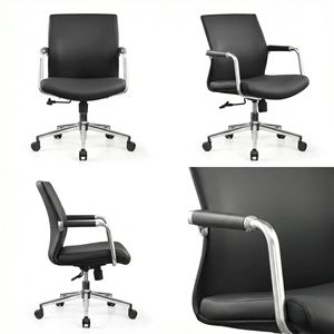 Sedia da Ufficio Ergonomica Robusta con Schienale Medio, in Pelle PU, con Altezza Regolabile - Product Image 3