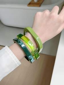 Conjunto de brazaletes de resina acrílica coloridos, finos, redondos y apilables, joyería de mano para mujer, decoración para fiestas y bodas, pulsera de moda. - Product Image 5