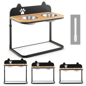 Ciotole e Mangiatoia Doppie in Acciaio Inossidabile con Supporto per le Esigenze di Cibo e Acqua di Fido - Product Image 4