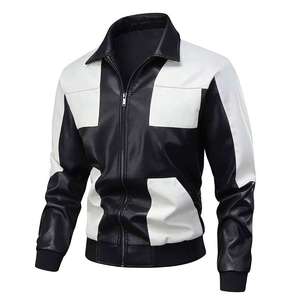 2025 Winter Vintage Fashion Men's PU Leather <b>Jacket</b> Fleece Warm <b>Mandarin</b> <b>Collar</b> Zipper Nonwoven Waterproof & Breathable - Product Image 6
