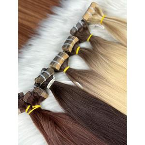 Extensions de cheveux naturels indiens Remy, double trame, lisses, couleur chocolat brun blond - Product Image 1