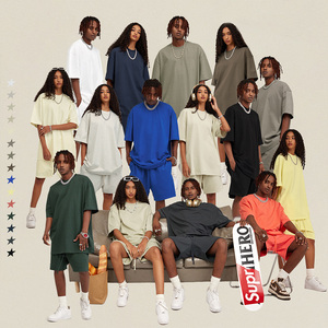 Ensemble de vêtements pour hommes en deux pièces avec logo personnalisé, short et t-shirt délavés à l'acide pour l'été - Product Image 3