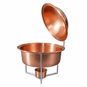 Pure Copper Hammered <b>Buffet</b> Chafing Dish with Lid, Hotel Catering Food Warmer, Round Serving Chafer, Restaurant <b>Buffet</b> <b>Server</b> - Product Image 1