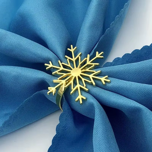 Golden Snowflake Napkin <b>Ring</b> Metal Modern Design Christmas Table Decoration - Product Image 2