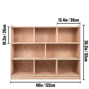 Armadio Scolastico a 8 Scomparti, 36 Pollici di Altezza, in Compensato con Ruote e Ripiani per Bambini dell'Età Prescolare - Product Image 1