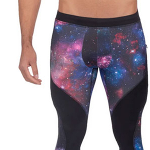 Leggings de compression pleine longueur pour hommes, imprimé galaxie, spandex, polyester, taille élastique - Product Image 6