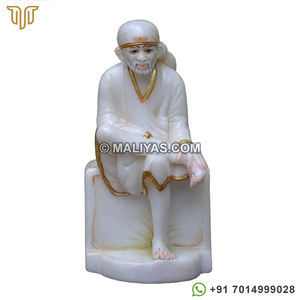 Pequeña Figura de Sai Baba en Mármol |   Ídolo de Shirdi Sai Baba en Mármol Blanco para el Hogar y el Templo – MALIYAS - Product Image 1