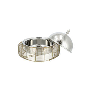 Plat de service rond en métal luxueux avec couvercle en acier inoxydable pour la tradition arabe - Product Image 4