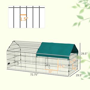 Recinto per piccoli animali da 73 pollici con tetto in ferro per conigli, galline, cincillà, gatti, anatre, chiusura sicura con bottoni a scatto - Product Image 3