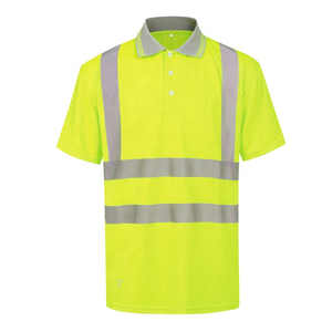 Hi Vis Men's Long Sleeve <b>Polo</b> Shirt Reflective Safety Workwear <b>Orange</b> Black Knitted Polyester Casual Plus Size - Product Image 1