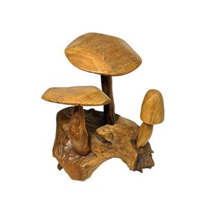 Sculpture en bois de teck en forme de champignon, design Art Déco, décoration de table – Apportez le charme de la forêt à votre espace, beauté organique, détails artisanaux - Product Image 5